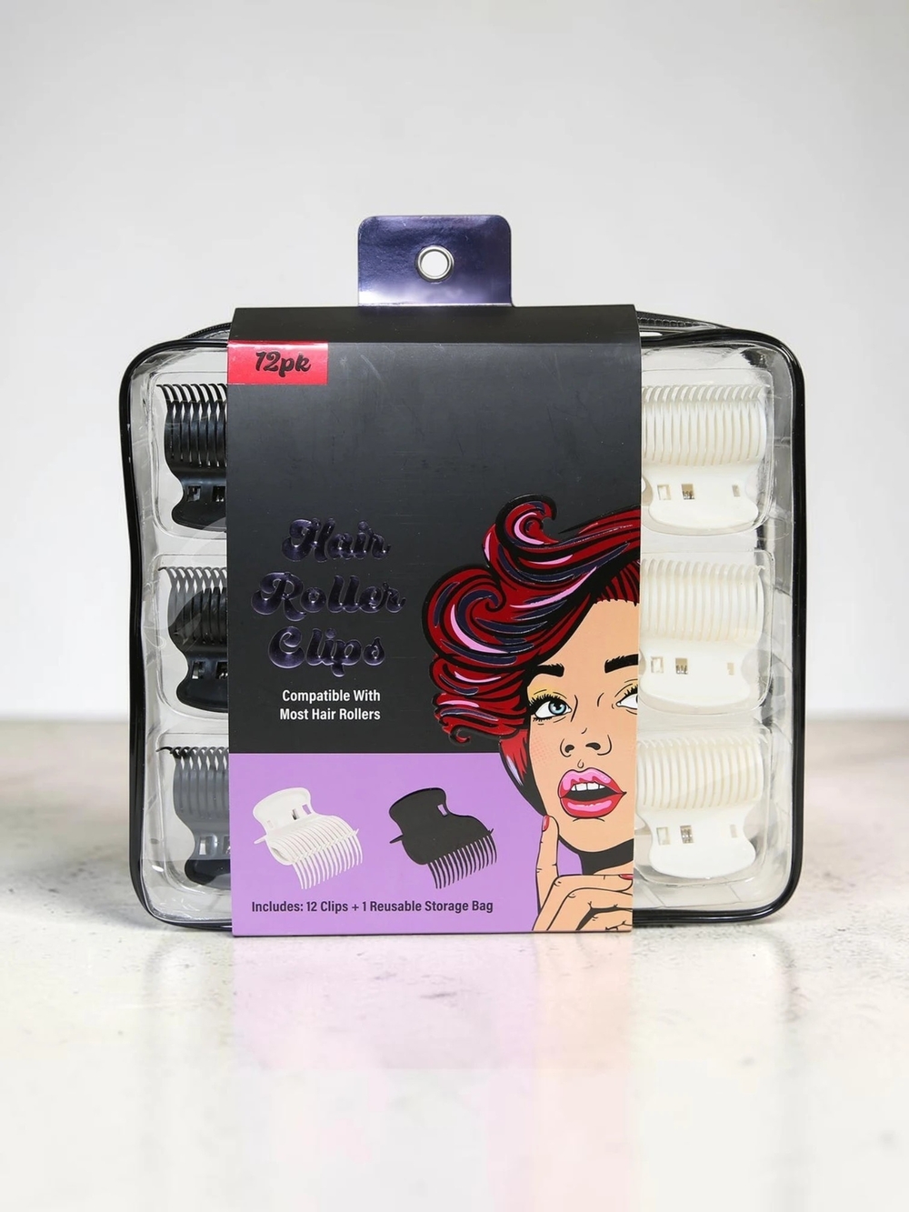 🆕 Hair Roller Clips Set - 12 Pack Black & White